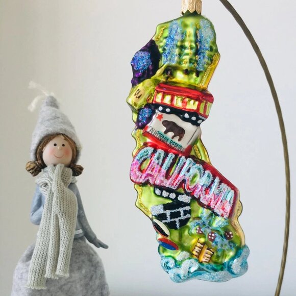 ✨NEW Authentic Rare Christopher Radko CALIFORNIA State Shape Hand Made Ornament✨ - Picture 1 of 7